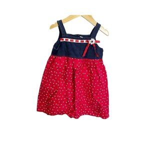 Sophia Rose Girls Empire Waist Ruffle Hemline Dress Red White & Blue 6 Sleeveles